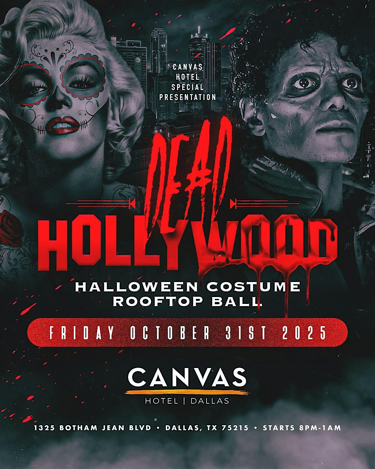 Dead Hollywood Halloween Night Rooftop Party \u2022 Downtown Dallas