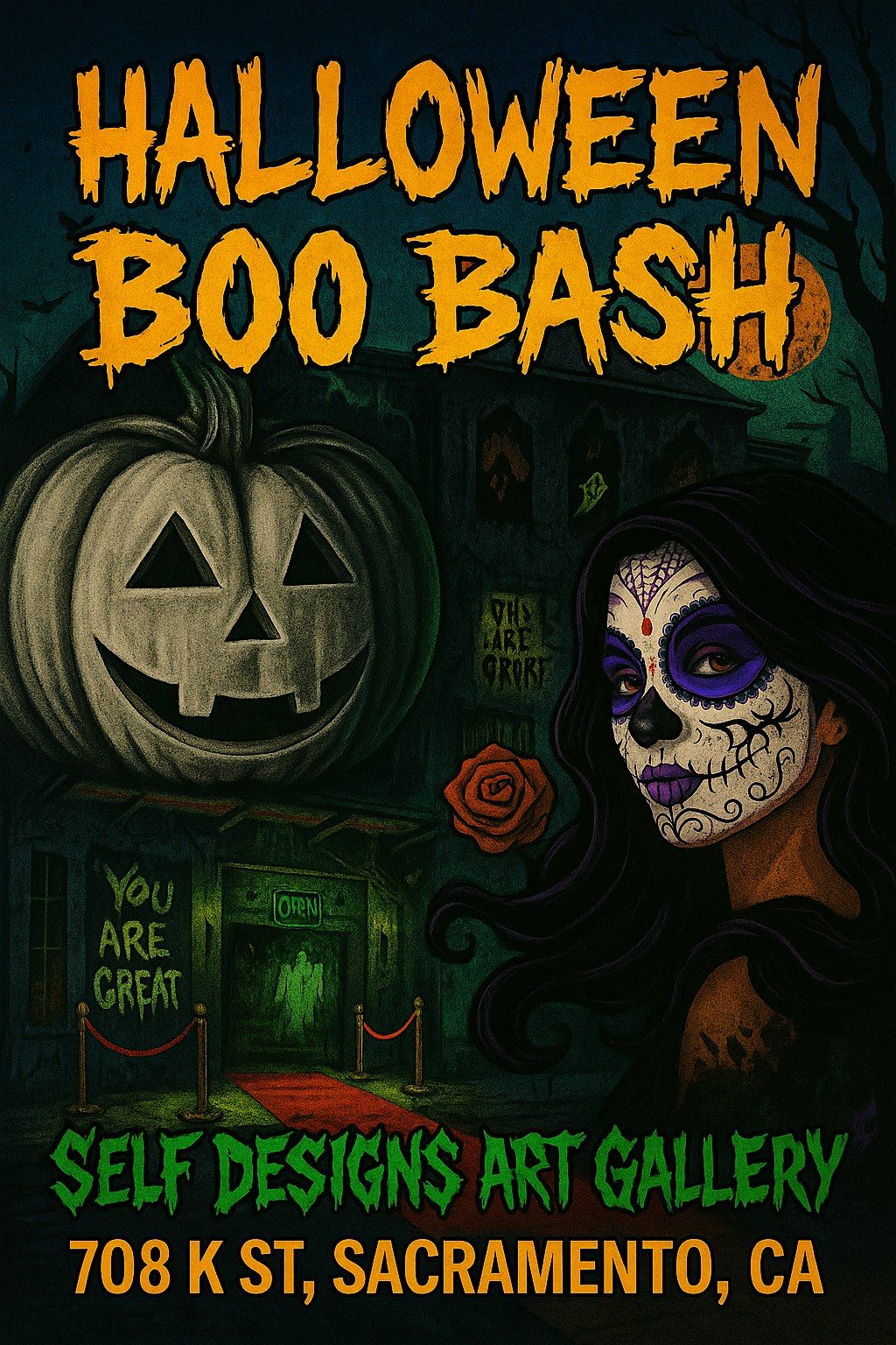 HALLOWEEN BOO BASH 21+ PARTY W\/ LIVE MAGIC, COMEDY, BODY PAINTING, POETRY..