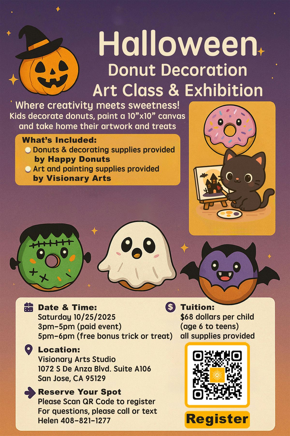 Halloween Donut Decoration, Art Class & Exhibition\uff01