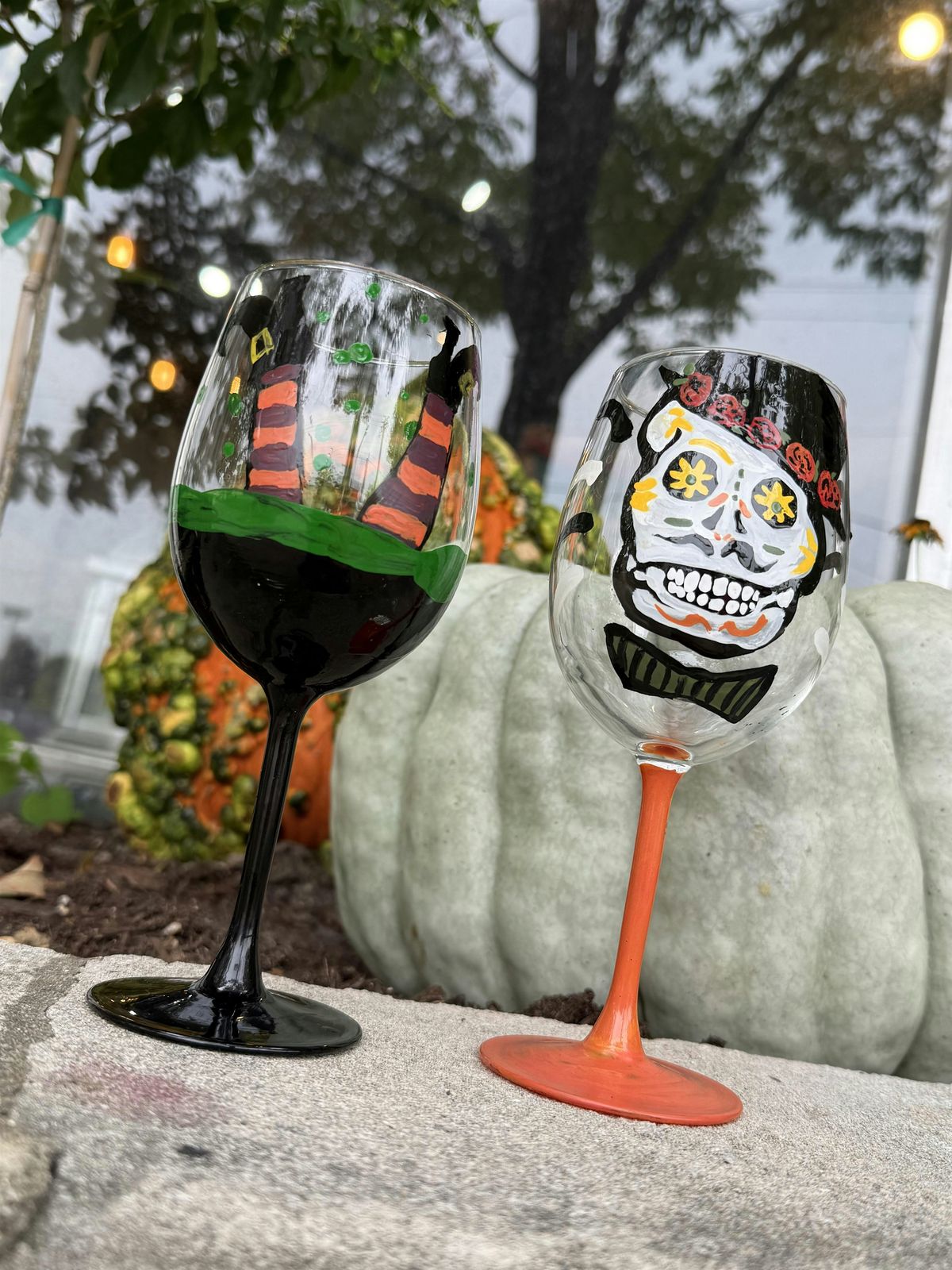 Halloween Wine Glass Painting