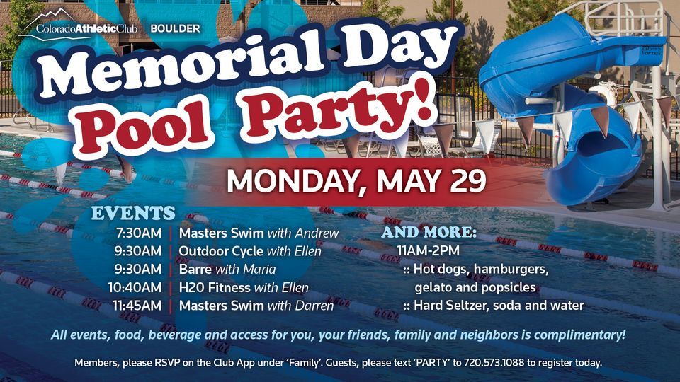 Memorial Day Pool Party at CAC Boulder Colorado Athletic Club Boulder