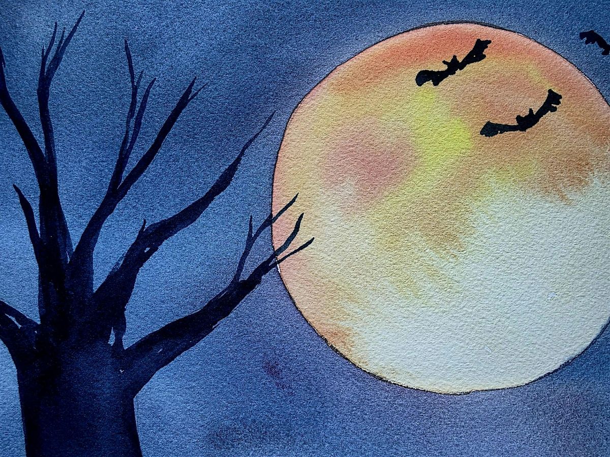 Watercolor for Beginners: Spooky Halloween Sky