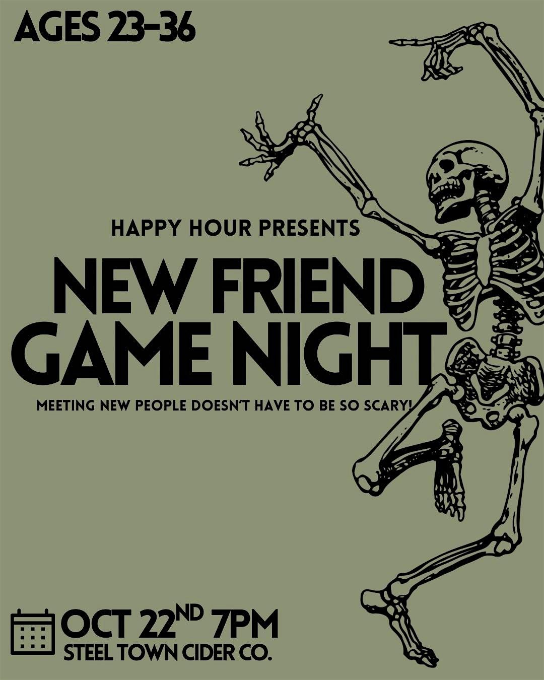 NewFriend Game Night Spooky Edition Ages 23-36  @Steel Town Cider(Hamilton)
