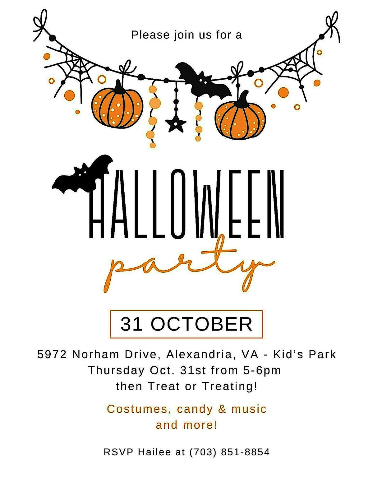 Kid's Halloween Party - Kingstowne, Alexandria, VA