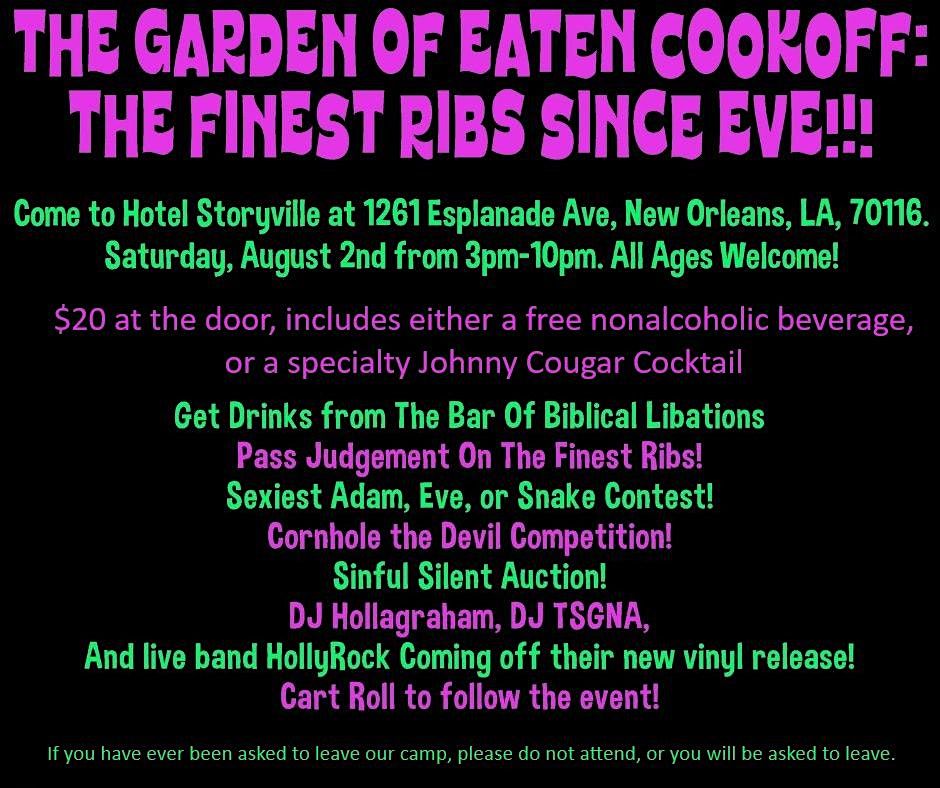 THE GARDEN OF EATEN COOKOFF: FINEST RIBS SINCE EVE!!!