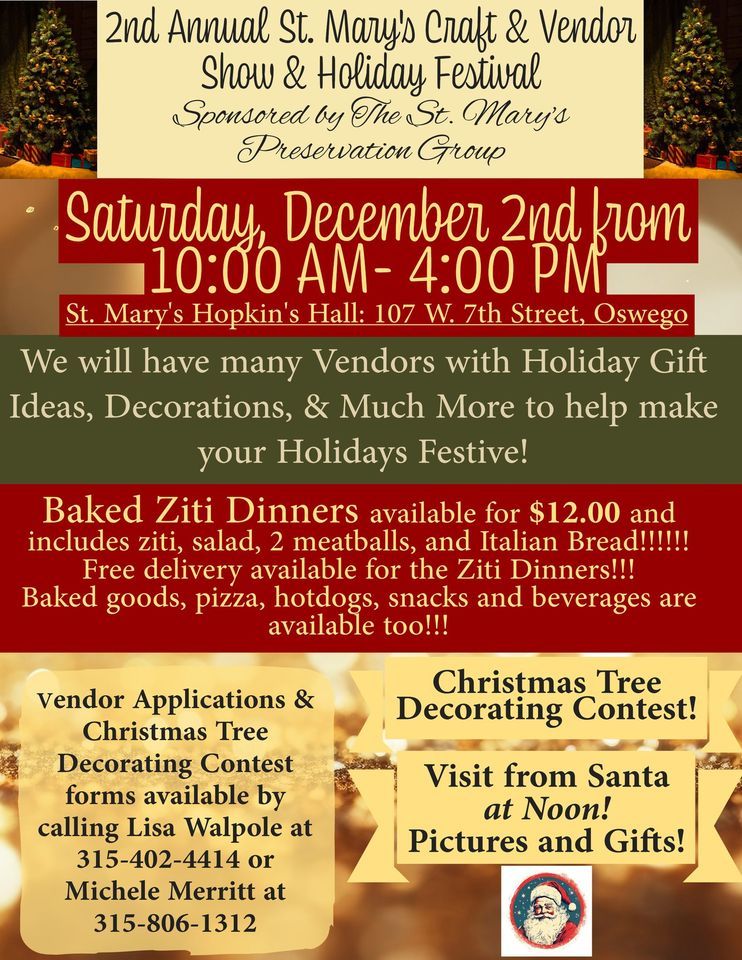 2nd Annual St. Marys Craft & Vendor Show & Holiday Festival | 103 W 7th ...