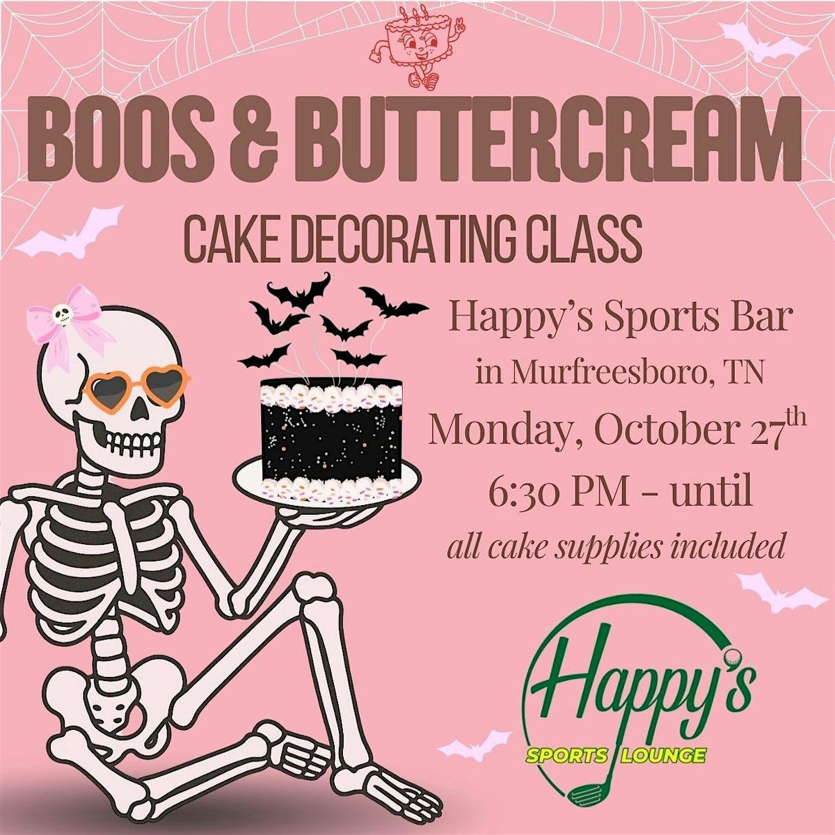 Boo's and Buttercream at Happy\u2019s Sport Lounge