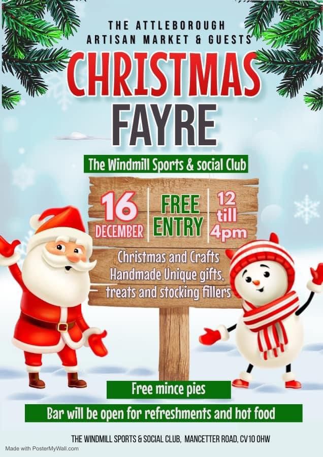 Xmas Fayre | Windmill Sports And Social Club, Nuneaton, EN | December ...