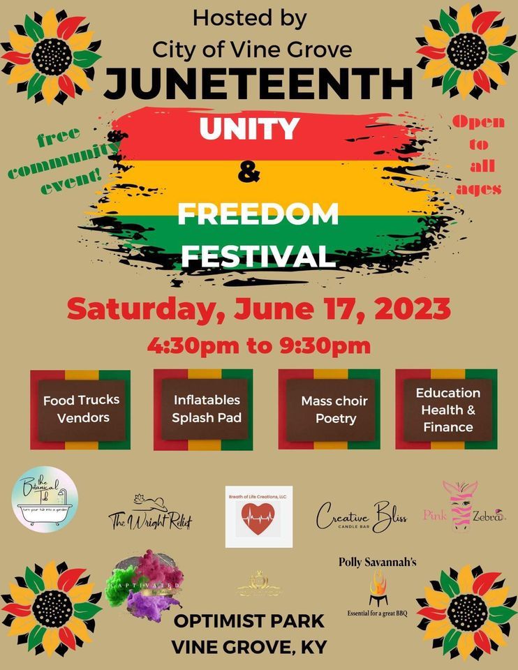 Vendor Fair Unity Celebration Optimist Park, Vine Grove