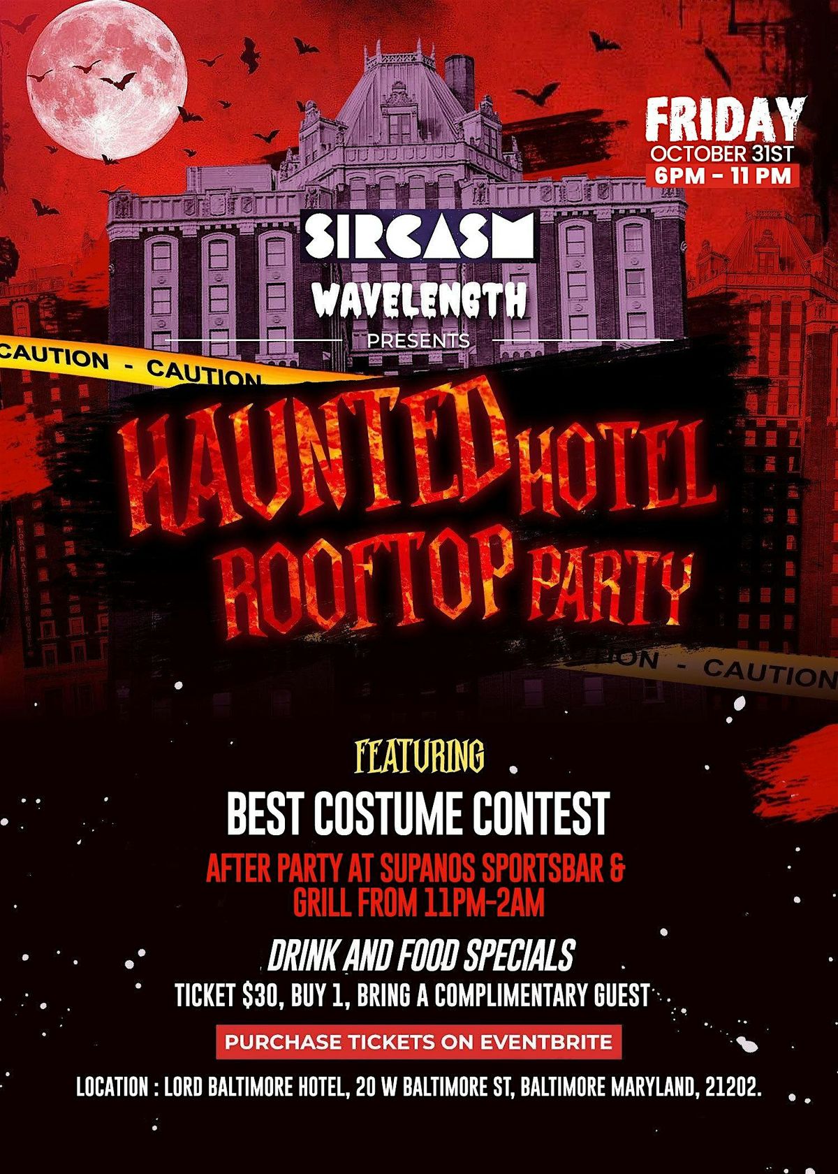 Haunted Hotel Rooftop Party: (Rain or shine)
