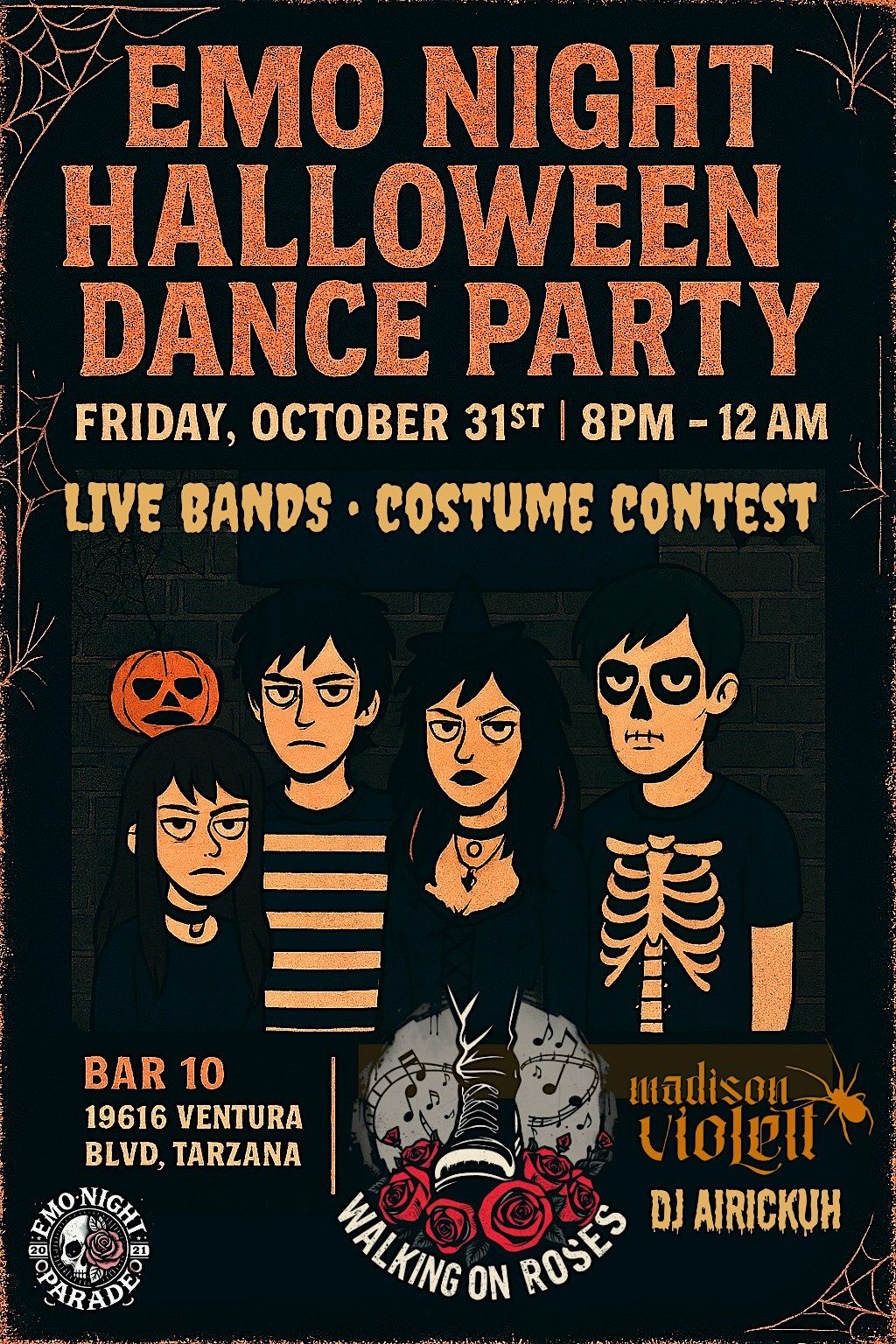 Emo Night Halloween Party w\/ Walking On Roses, Madison Violett, AIRICKUH!