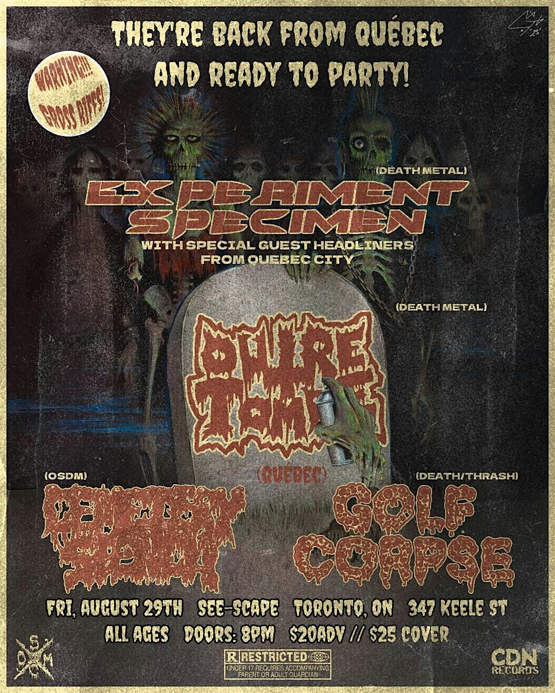 Outre-Tombe, Experiment Specimen, Cemetery Stench, Golf Corpse