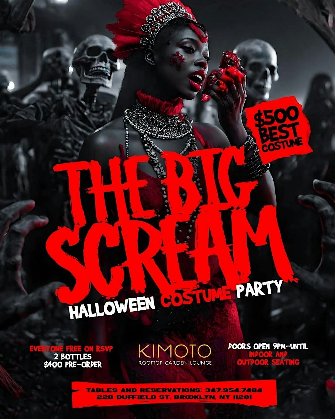 "THE BIG SCREAM" HALLOWEEN PARTY (Sat) Nov 1st  @ "KIMOTO ROOFTOP\u201d Bklyn