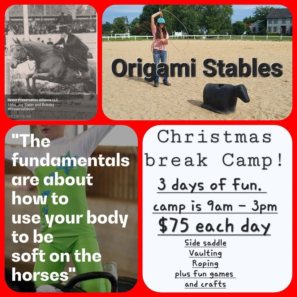 Christmas Break Camp Origami Stables, Kenton, DE December 27 to