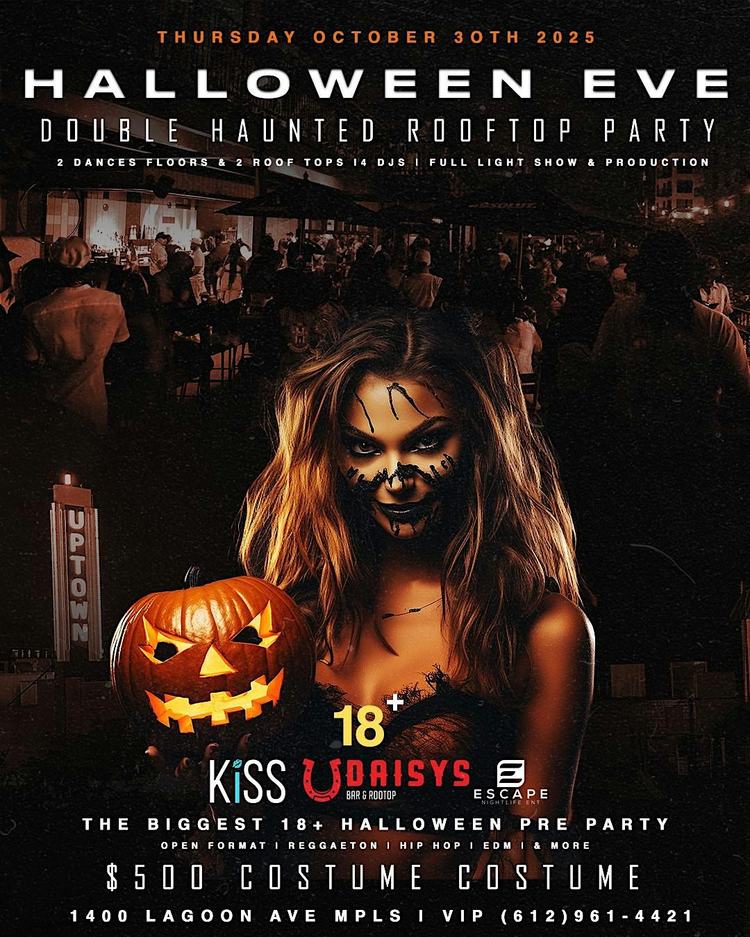 ESCAPE HALLOWEEN EVE HAUNTED DOUBLE ROOF TOP PARTY 18+