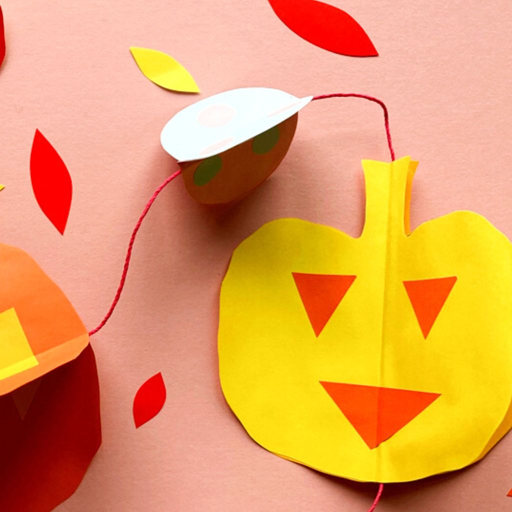 Pumpkins and Moons Garland\u2019 Halloween paper craft workshop