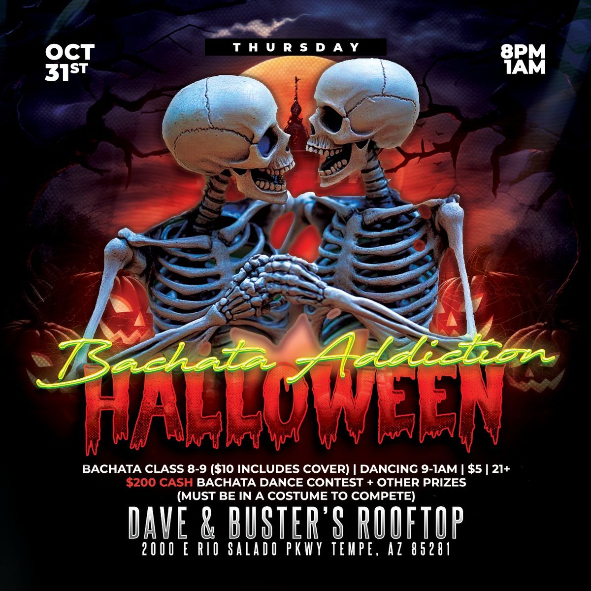 Halloween Night Bachata Addiction at Dave & Buster's Rooftop!