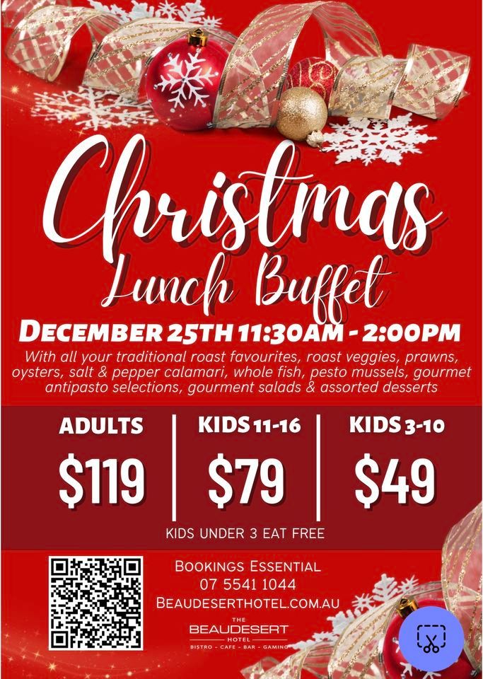 Christmas Day Lunch Buffet Beaudesert Hotel December 25, 2023