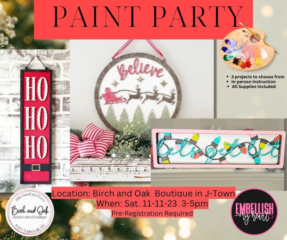 Christmas Paint Party Birch and Oak Boutique JTown, Jeffersontown, KY