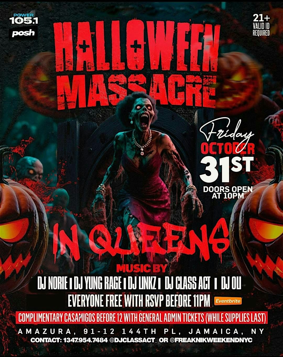 \u201cHalloween Massacre\u201d Costume party Friday October 31St @ Amazura Night Club