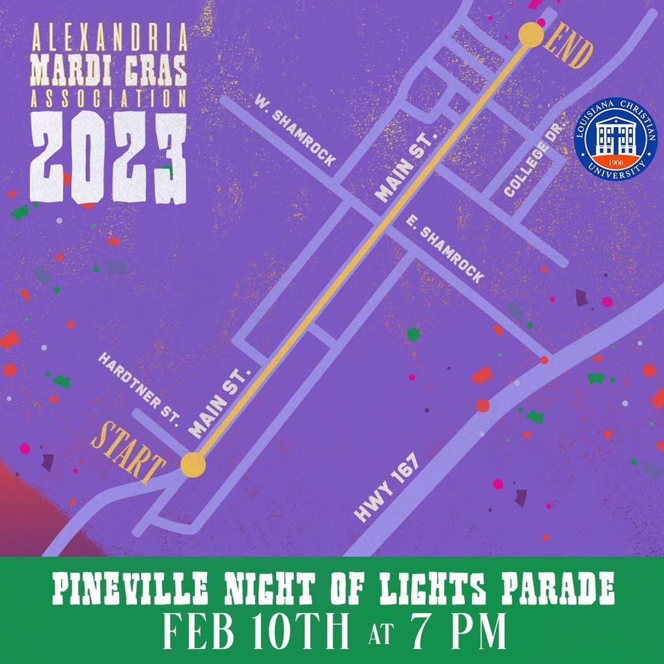 2023 Night of Lights Pineville Mardi Gras Parade Main Street