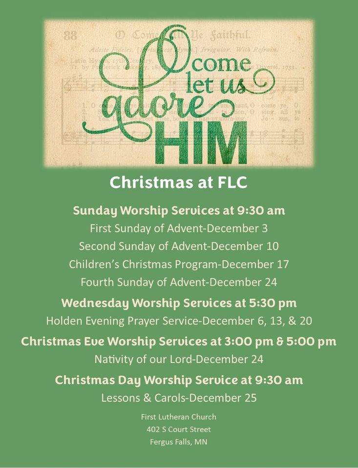 Christmas at FLC First Lutheran Church, Fergus Falls, ELCA December