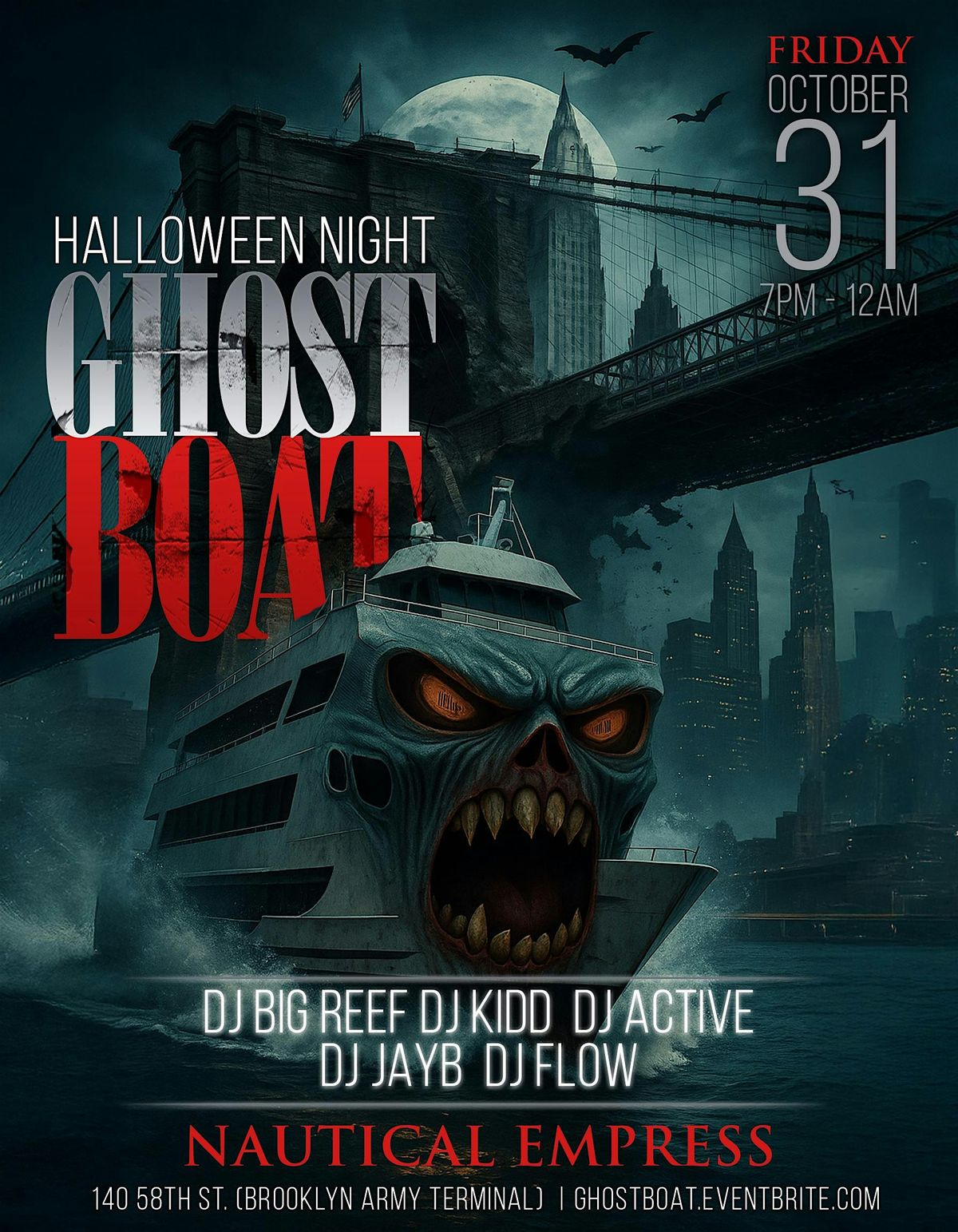 Ghost Boat: Halloween Yacht Party NYC - Nautical Empress Boat Cruise 2025