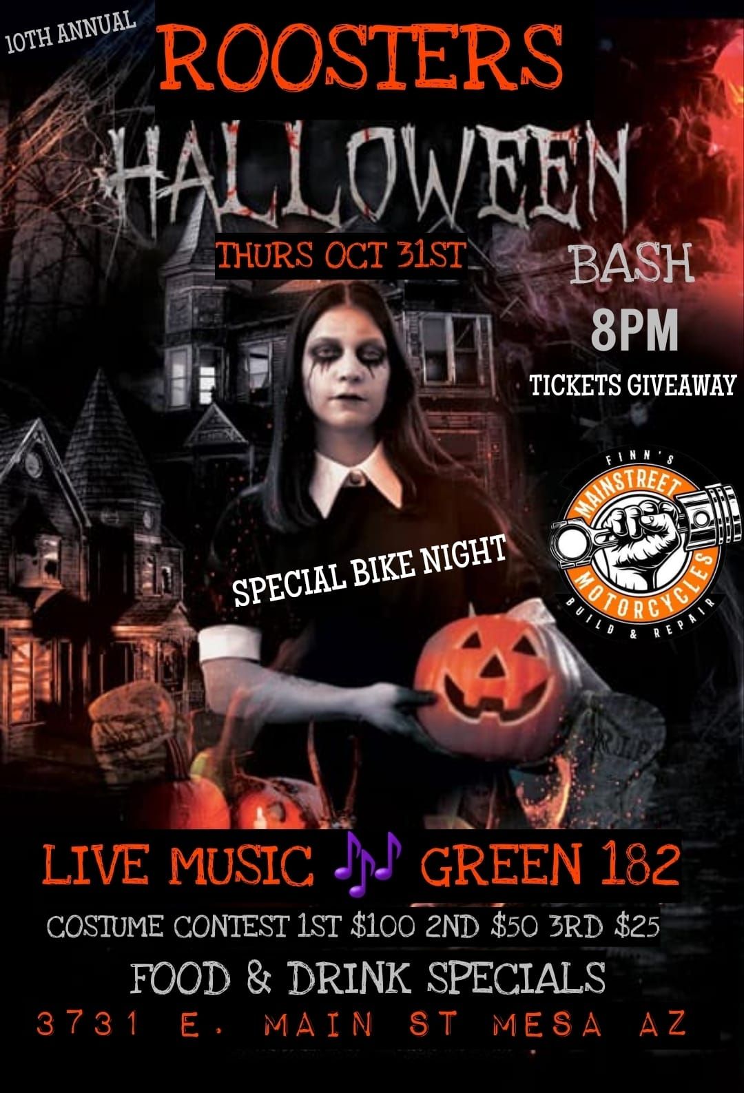 ROOSTERS 10TH ANNUAL HALLOWEEN BASH & COSTUME CONTEST 