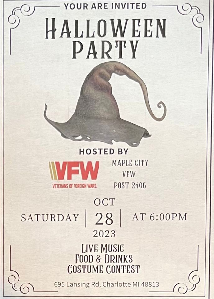 Halloween Party with Live Music, Food, Drinks, & Costume Contest 695 Lansing St, Charlotte, MI