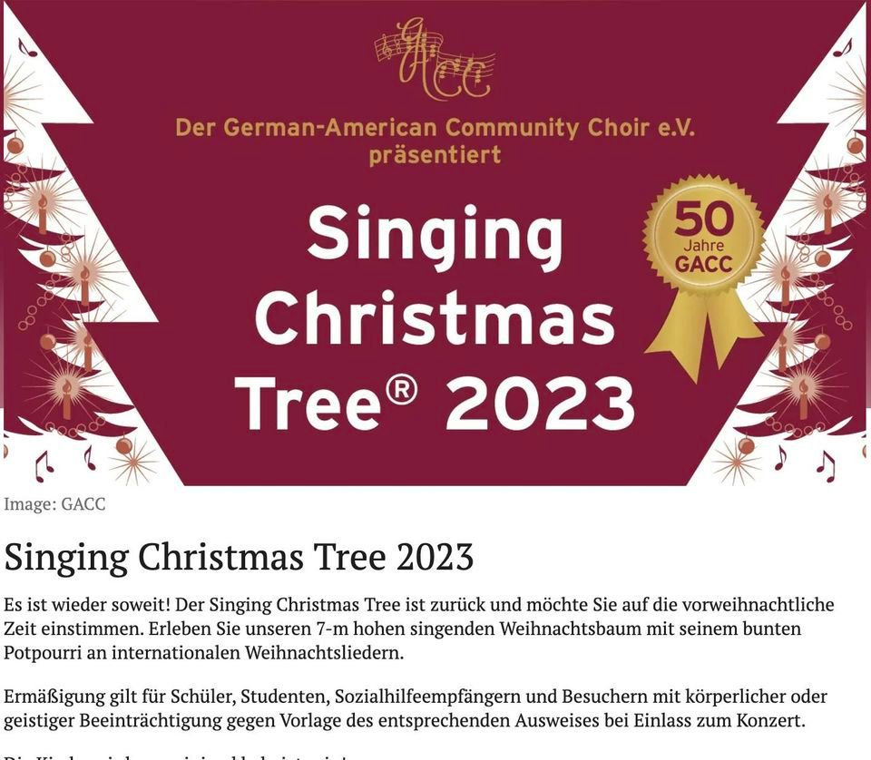 Singing Christmas Tree 2023 Frauenfriedenskirche, Frankfurt, HE