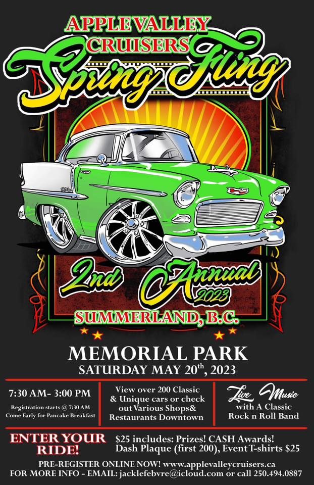 2023 Spring Fling Car Show Memorial Park, Summerland, BC May 20, 2023