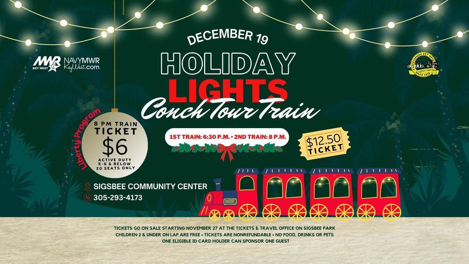 conch tour train holiday lights
