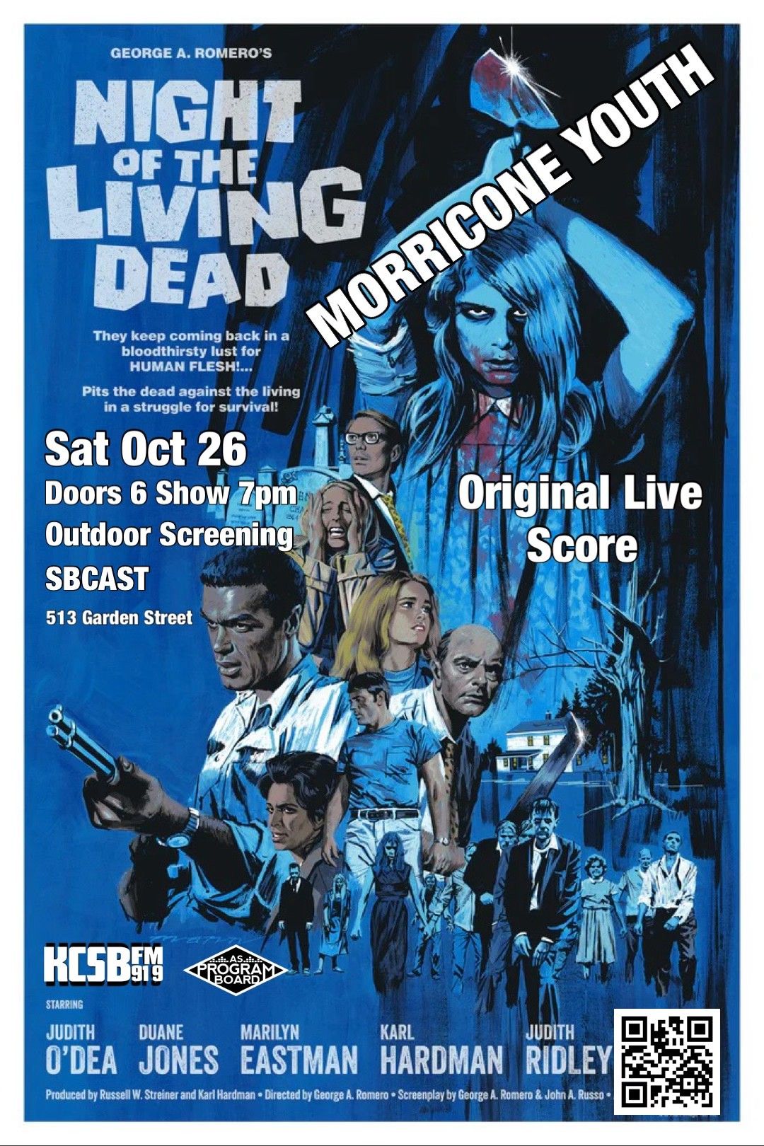 SBCAST + KCSB-FM Present MORRICONE YOUTH Live-Score Event: NIGHT OF THE LIVING DEAD (Sat., Oct. 26)