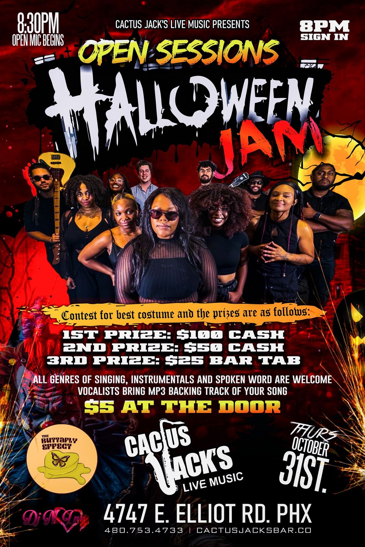 \ud83c\udf83Halloween Jam & Costume Party\ud83c\udfb5at Cactus Jack's! Hosted by The Buttafly Effect!