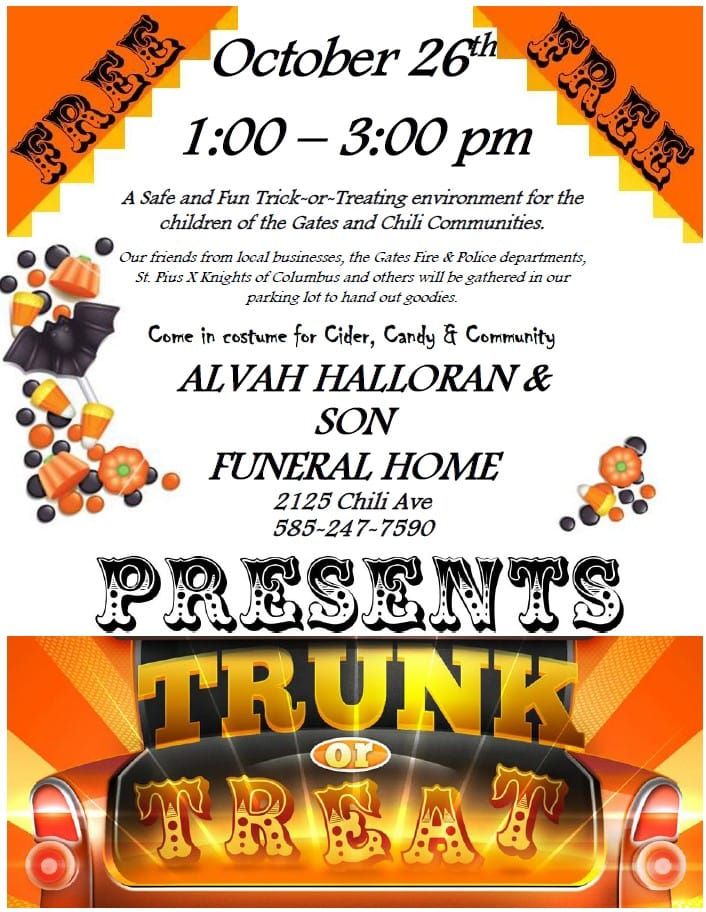 Trunk or Treat Alvah Halloran & Son Funeral Home, Rochester, NY