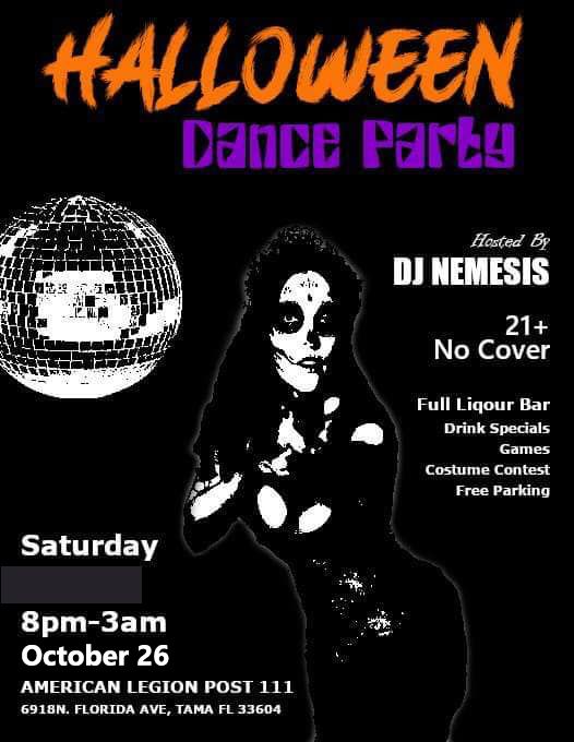 American Legion Post 111 Seminole Heights Halloween Costume Contest & Retro Dance Party - DJ Tommy 