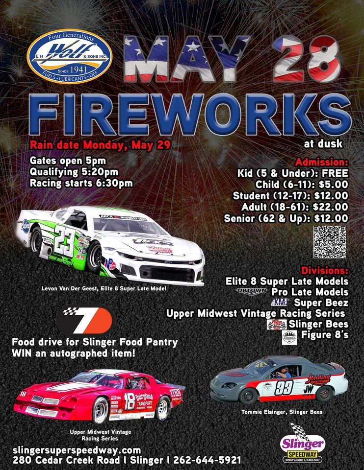 EH Wolf Memorial Day Celebration with FIREWORKS & Food Drive for