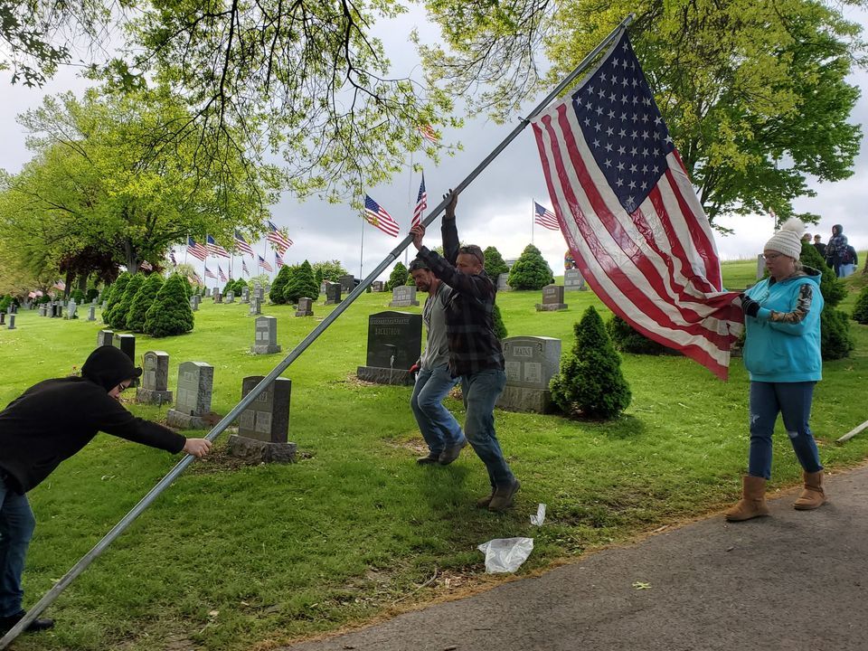 Raising the West Newton Avenue of Flags West Newton Cemetery, Lowber