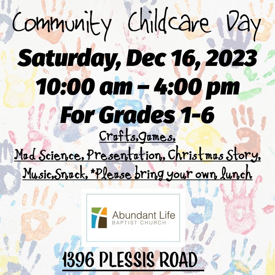 ALBC FREE Childcare Day 2023 Abundant Life Baptist Church, Winnipeg