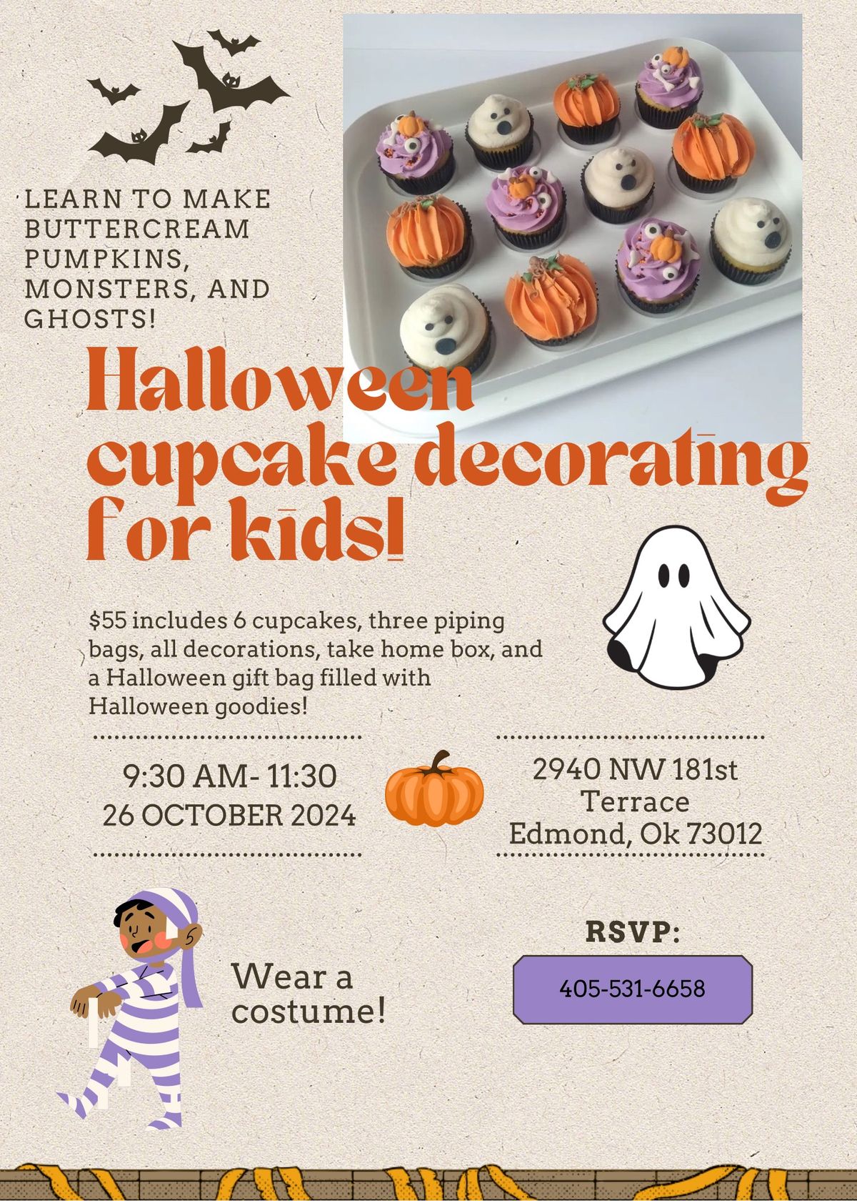 Halloween Cupcake Class for Kids