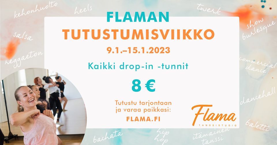 Flaman tutustumiviikko – kaikki drop-in-tunnit vain 8 €! | Tanssistudio  Flama, Turku, LS | January 9 to January 15